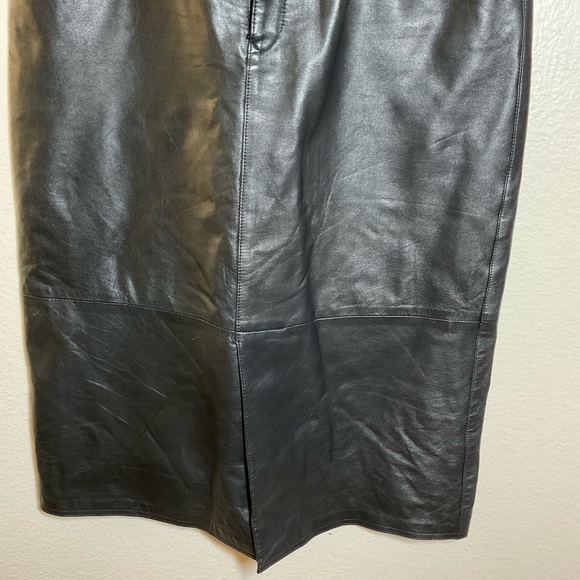 MODA A'PARTENIA VINTAGE BLACK LEATHER MIDI SKIRT.size 40 EU - Picture 6 of 15